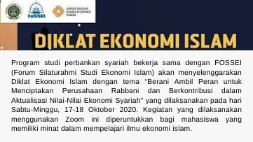 Info Kegiatan: Diklat Ekonomi Islam 2020