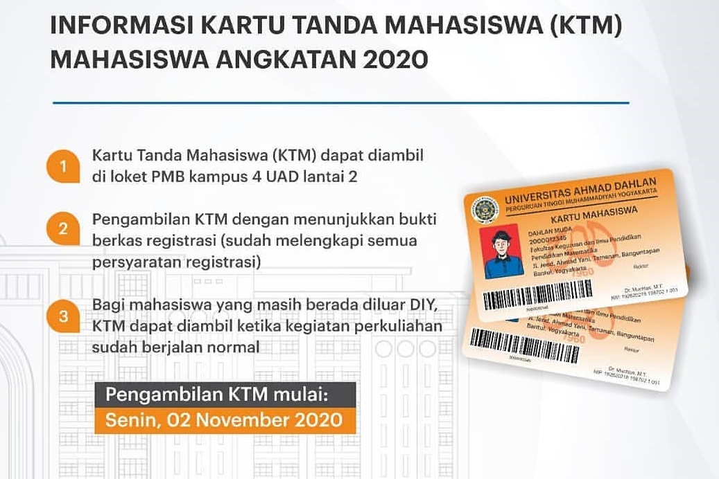 Info Admisi: Jadwal Pengambilan KTM untuk Mahasiswa Baru Tahun Akademik 2020/2021