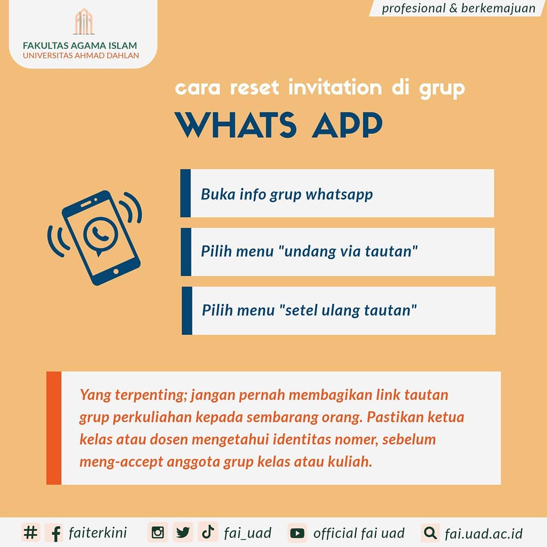 Info Admisi: Reset Invitation Grup Whatsapp Perkuliahan