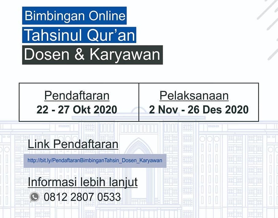 Info Kegiatan: Bimbingan Tahsinul Quran Dosen & Karyawan