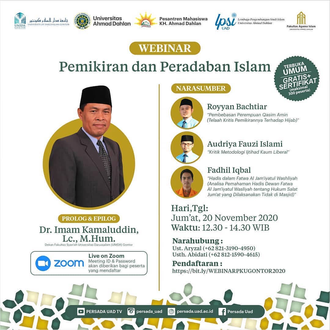 Info Kegiatan: Webinar Pemikiran dan Peradaban Islam