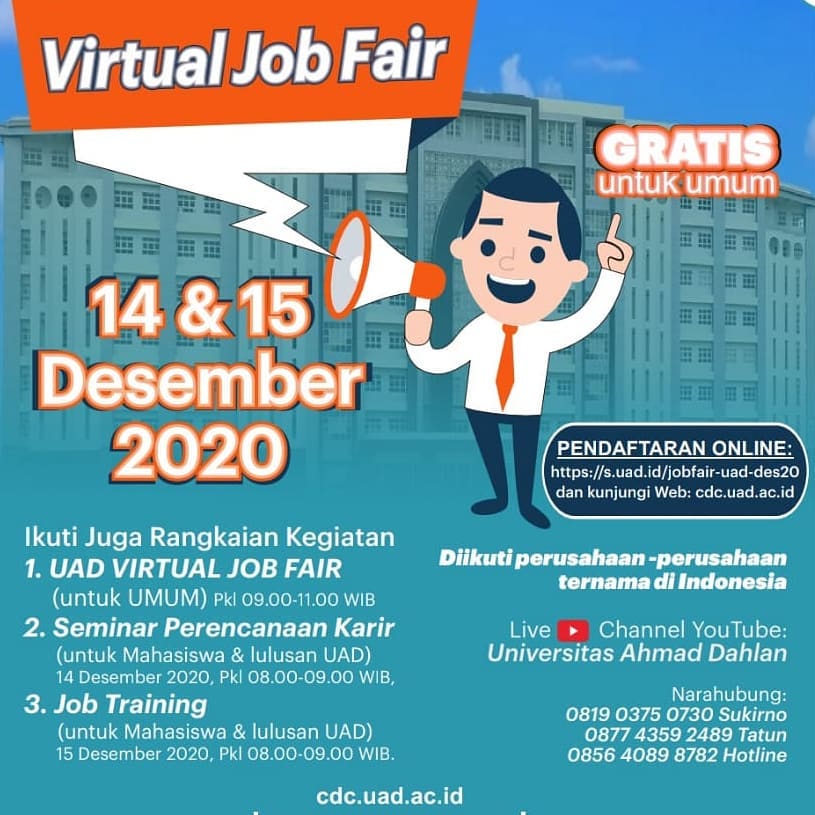 Kesempatan Berkarir bagi Mahasiswa FAI dalam Virtual Job Fair UAD