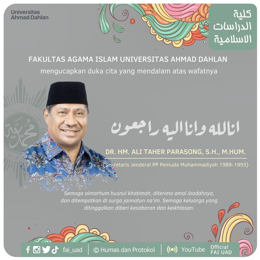 Berita Lelayu: Bapak Dr. HM. Ali Taher Parasong, S.H., M.Hum.