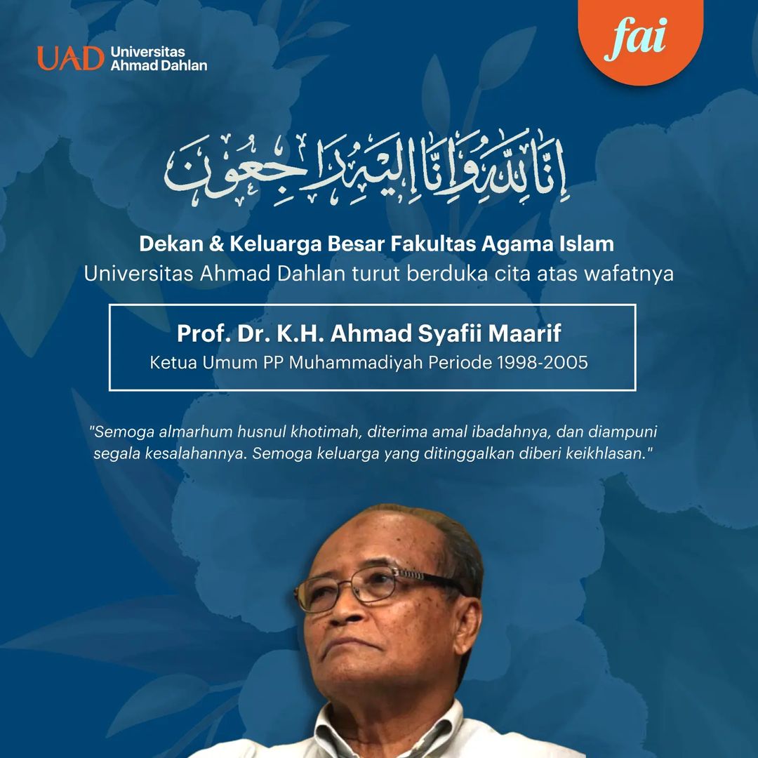 Berita Lelayu: Prof. Dr. K.H. Ahmad Syafii Maarif
