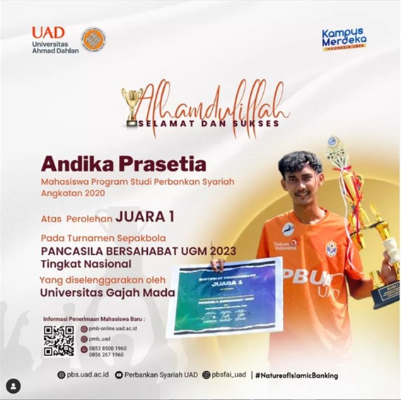 Andika Prasetia, mahasiswa PBS meraih juara 1 turnamen Sepak bola Pancacasila Bersahabat di UGM