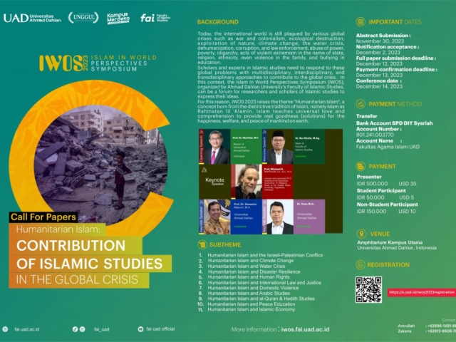 IWOS 2023 : Humanitarian Islam: Contribution of Islamic Studies in the Global Crisis