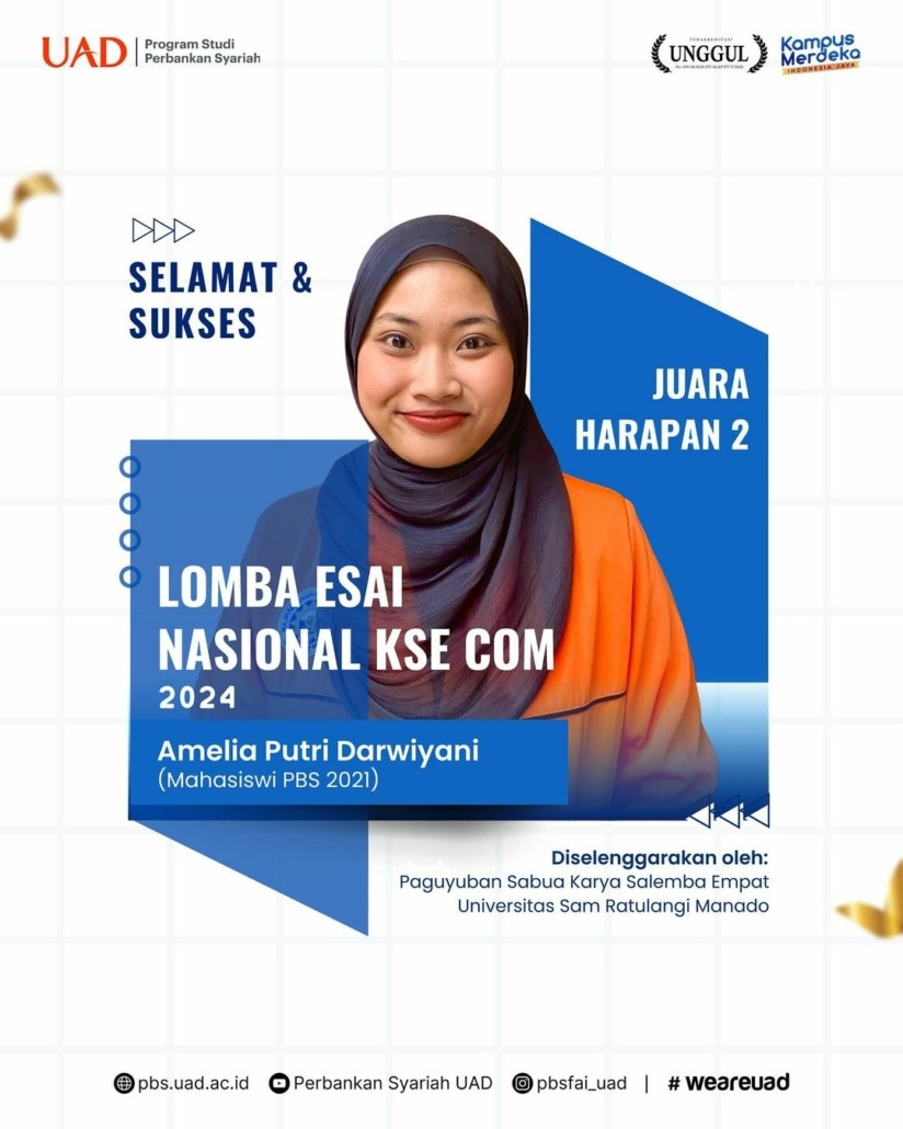 Amelia Putri Dariyani raih Juara Harapan 2 Lomba Essay Nasional KSE COM 2024 