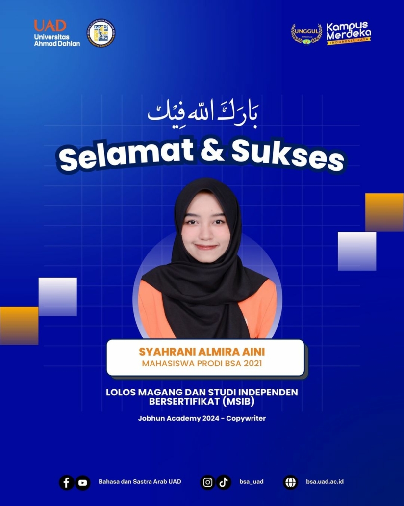 Syahrani Almira Aini lolosnya Magang dan Studi Independen Bersertifikat (MSIB) Jobhun Academy 2024 - Copywriter