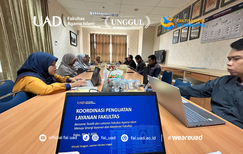 Koordinasi penguatan layanan fakultas yang diikuti oleh seluruh staf tenaga kependidikan (tendik) dan Laboran FAI