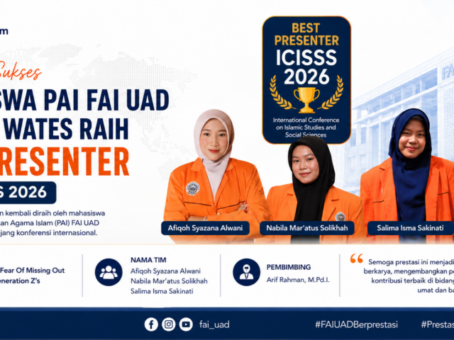 Mahasiswa PAI FAI UAD Kampus Wates Raih Predikat Best Presenter pada ICISSS 2026